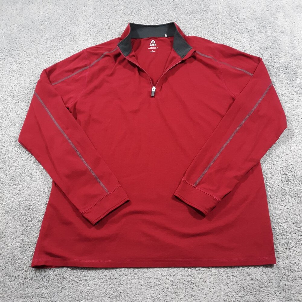 Tasc Performance‎ Pullover Sweatshirt Bamboo Blend Mens Size L Red 1/4 Zip